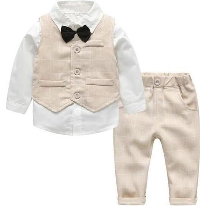 Costume pour bébé garçon ensemble chemise Beige