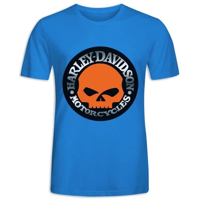 T-shirt Harley-Davidson Homme 5XL Bleu - Motif Aigle Ride Free, 100% Coton