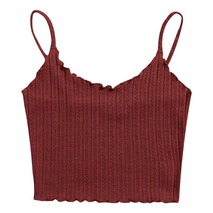 Chemisier Femme Sans Manches Crop Top Côtelé - 100% Coton Décontracté été