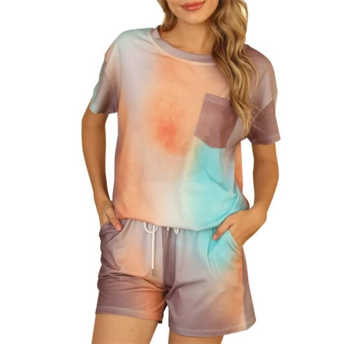 Ensemble Décontracté Deux Pièces Short + Haut Tie Dye - Taille S Femme - Neuf Sans étiquettes