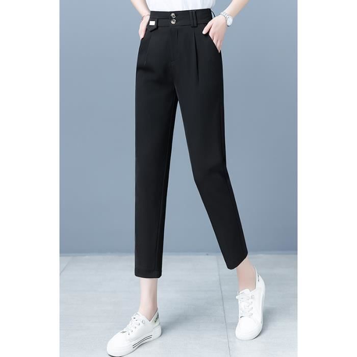 Pantacourt Femme été Cargo 7/8 - Taille Haute élastique, Multipoches | Léger, Stretch | Pour Sport, Décontracté