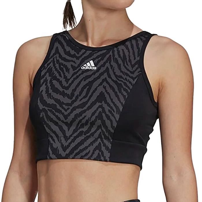 Crop Top Femme Adidas Aeroready Gris Noir Sans manches Entrainement Grey Cdiscount Sport