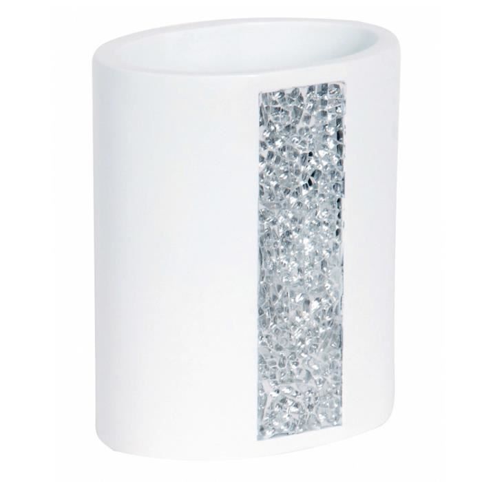 Gobelet En Polyrésine Zen Gris MSV - Design Asymétrique Pour Salle De Bains Moderne - 13,5x8x18 Cm - 3
