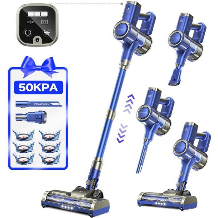EUARY Aspirateur Balai sans Fil 450W/40KPA, 50 inutes Autonoie