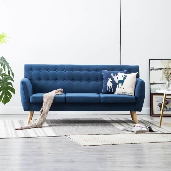Canape A 3 Places Style Mode Conforttable Tapisserie En Tissu