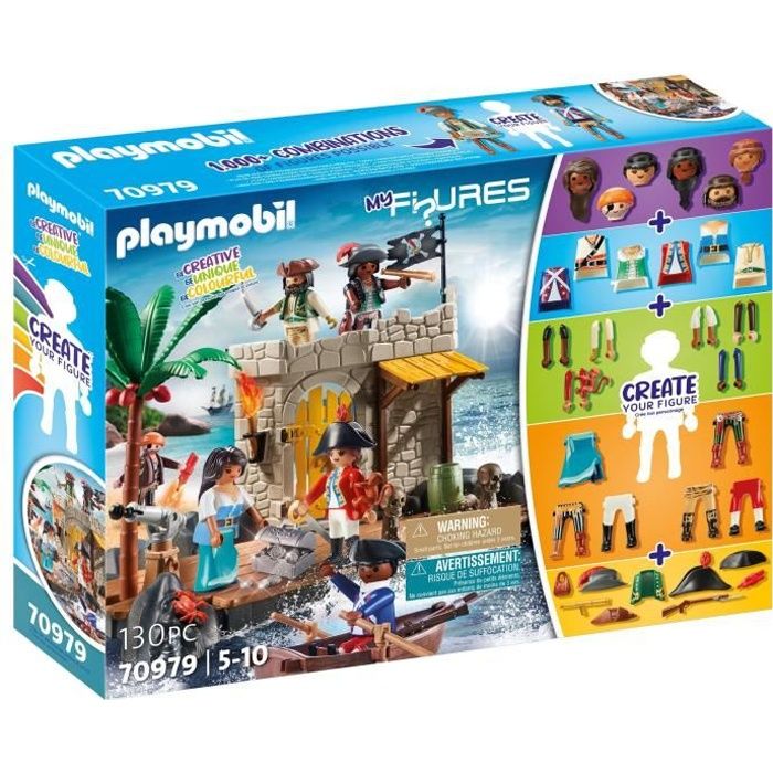 playmobil - 70979 - my figures: ilôt des pirates - figurine - combinez vos personnages histoire & imaginaire