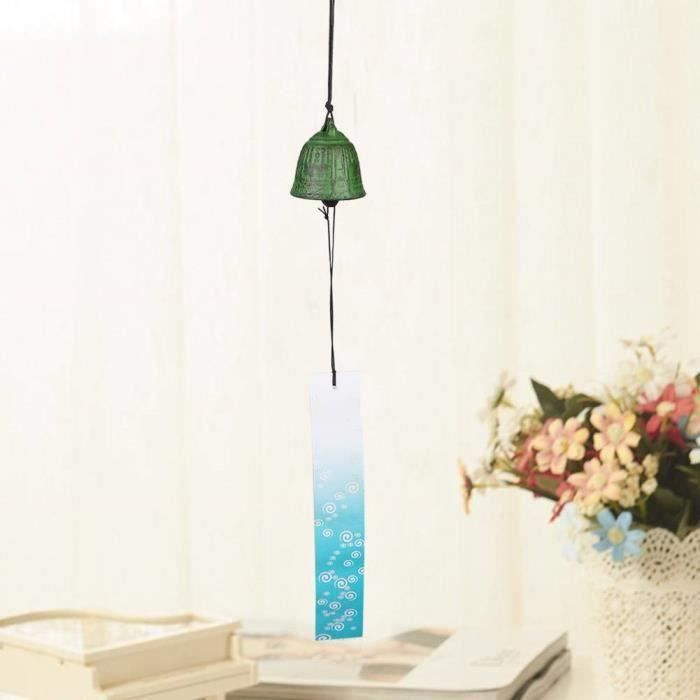 Carillon éolien Japonais En Verre Suspendu - Vert, Longueur Totale 40 Cm - Décoration Extérieure Jardin, Patio, Maison - Fait Main, Borosilicate - 3
