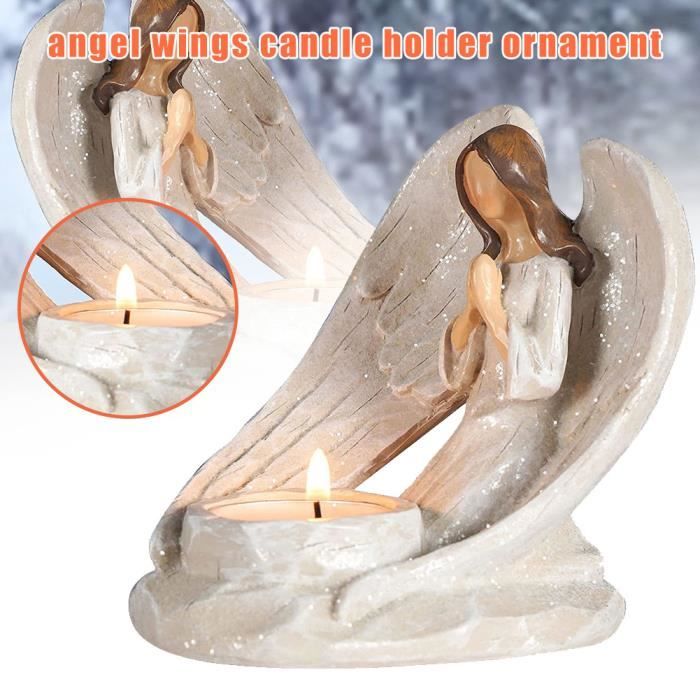 IDISON Bougeoir En Forme D'ailes D'ange En Forme De Cœur, Bougeoir Votif Vintage En Résine, Décoration De Table De Thanksgiving, Cadeaux Pour Maman