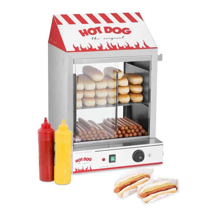 Cuiseur à vapeur hot-dogs Royal Catering RCHW 2000 (200 saucisses 50 petits pains 2000W 30-110 dc vanne d’évacuation)