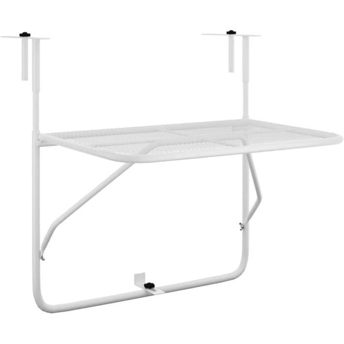table de balcon table basse suspendue table d'appoint pliable meuble de jardin rampe terrasse patio extérieur blanc 60x40 cm ac46