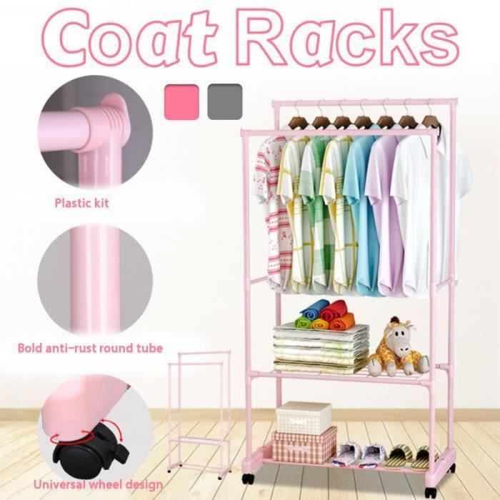 PORTE-MANTEAU TEMPSA Porte-manteau sur pied - Simple en Métal - double couches - ROSE