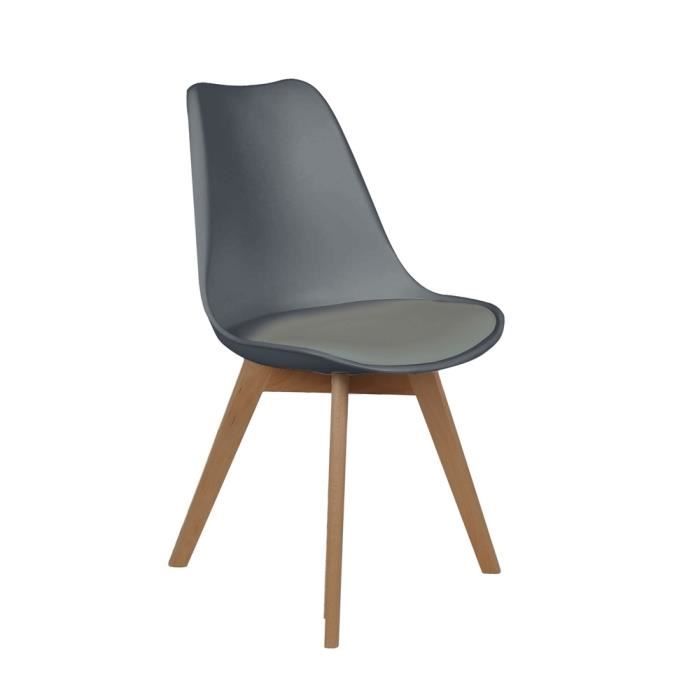 chaise scandinave coque avec coussin gris