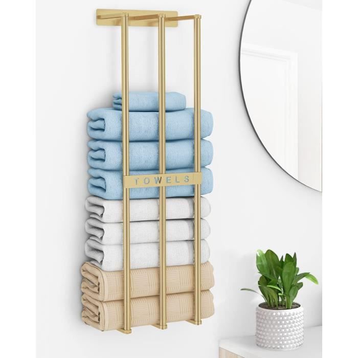 Anneau Porte-Serviette Mural Gbtdoface Bois - Support Rond Salle De Bain Noir Noyer