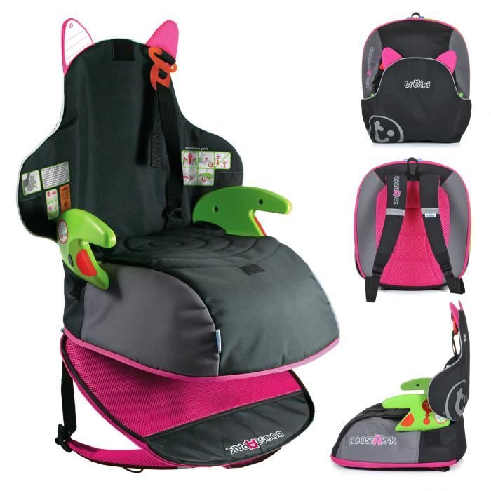 Trunki BoostApak – Siège Auto & Sac à Dos Enfants - Rehausseur Chaise Enfants Groupe 2-3 Transformable en Sac à Dos – Rose