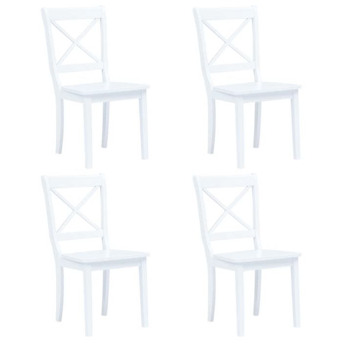 vidaXL 4x Bois dHévéa Massif Chaises de Salle à Manger Chaises à Dîner Chaises de Repas Chaises de Cuisine Maison Intérieur 247357