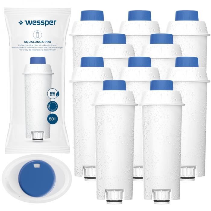 Lot de 10 filtres à eau Wessper pour cafetière Delonghi DLSC002 - Cdiscount  Electroménager