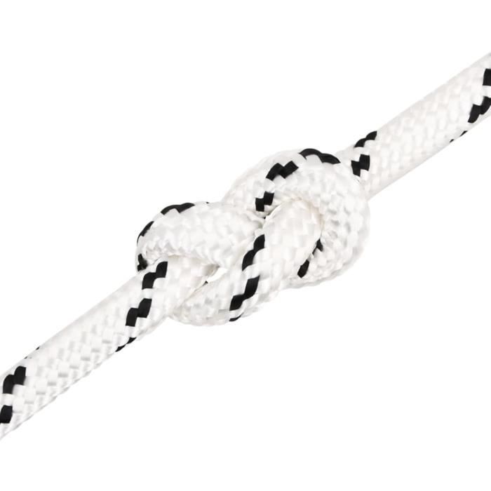 Corde De Bateau Tressé Blanc 6 Mmx25 M Polyester - Corde Marine - Corde Polyester - Corde
