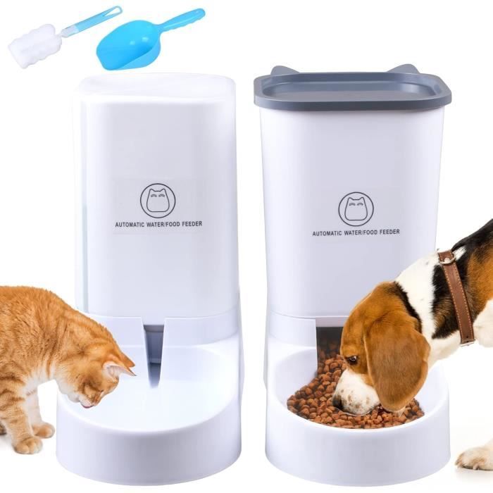 Comparer les prix de Mangeoire Automatique pour Chat et Chien - 3,8 l - Distributeur d'eau- Ensemble de 2 distributeurs de Nourriture