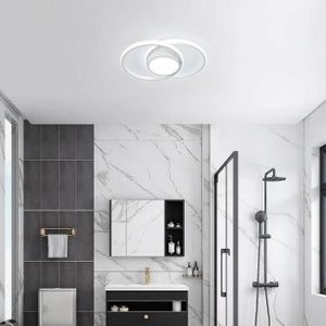 Plafonnier LED Rond 24W Avec Télécommande - Réglable En Intensité Et Couleur (2700K-6500K) - Design Noir Et Bois - Pour Salle De Bain Ou Cuisine