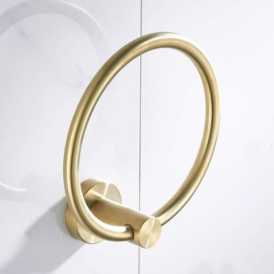 Anneau Porte-serviette Mural En Acier Inoxydable - Pivot 180°, Fixation Incluse, Noir, Dimensions 16x5x7 Cm