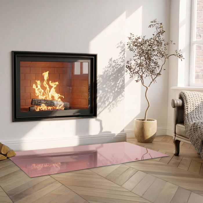 Plaque protection sol devant cheminée couleur rose 125x50 Tulup — free download