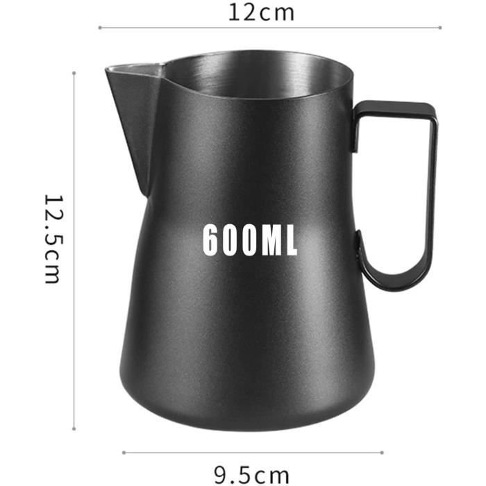 Pichet Latte Art Acier Inoxydable Pichet à Lait Barista 600ml - Acier Inoxydable 304 | Bec Verseur Anti-Goutte & Échelle | Poignée Ergonomique | Pour Latte Art Pichet Café Professionnel