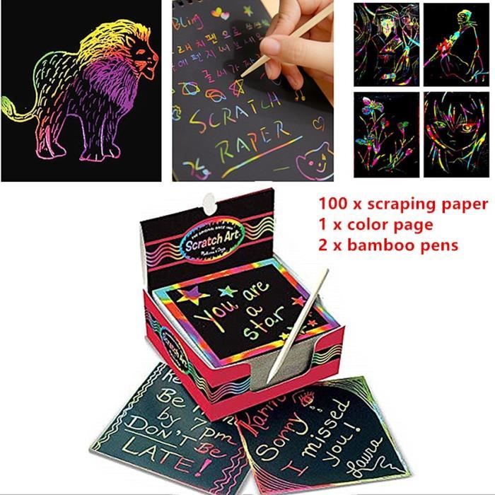 Magic Rainbow 12 Papiers à Gratter – Monde Animal – 15,6x7 Cm – Activité Manuelle Pour Enfants Et Adultes