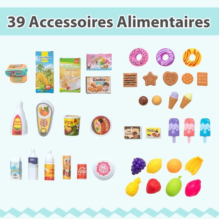 COSTWAY Marchande Enfant avec Distributeur Automatique et Chariot de Courses, Supermarché Enfant en Bois avec Comptoir de Caisse et 2 Tableaux Noirs, Étagères, Jeu d'Épicerie pour 3 Ans COSTWAY Marchande Enfant avec Distributeur Automatique et Chariot de Courses, Supermarché Enfant en Bois avec Comptoir de Caisse et 2 Tableaux Noirs, Étagères, Jeu d'Épicerie pour 3 Ans