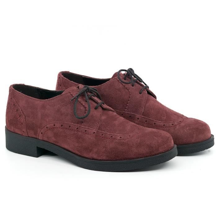 Derby en cuir bordeaux pour femme Marque Mod le Hauteur de