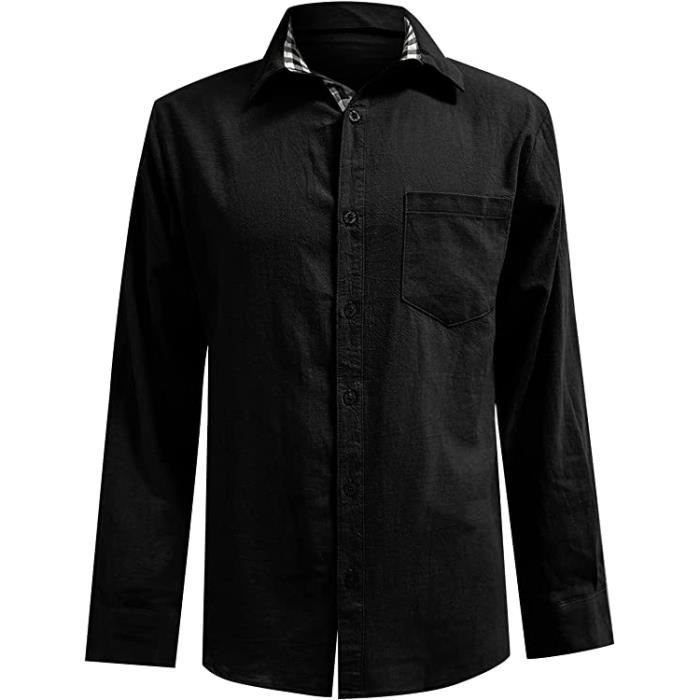 Chemise Homme Mode Casual Chemise Manches Longues Casual Mode Col Rabattu Chemise Homme Travail Plage Pas Cher Noir Cdiscount Pret a Porter