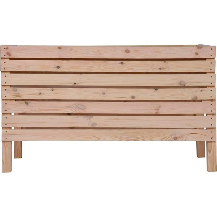 Jardinière Surélevée Rolla En Bois Avec Roulettes - Grande Taille XL, Compartiment Rangement, Pour Balcon Ou Terrasse