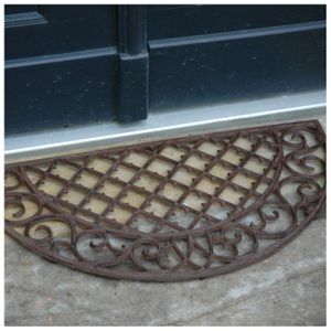 Tapis gratte-pieds " Demi Lune Pavé " en Caoutchouc flocké - Largeur 45 x Longueur 75 cm