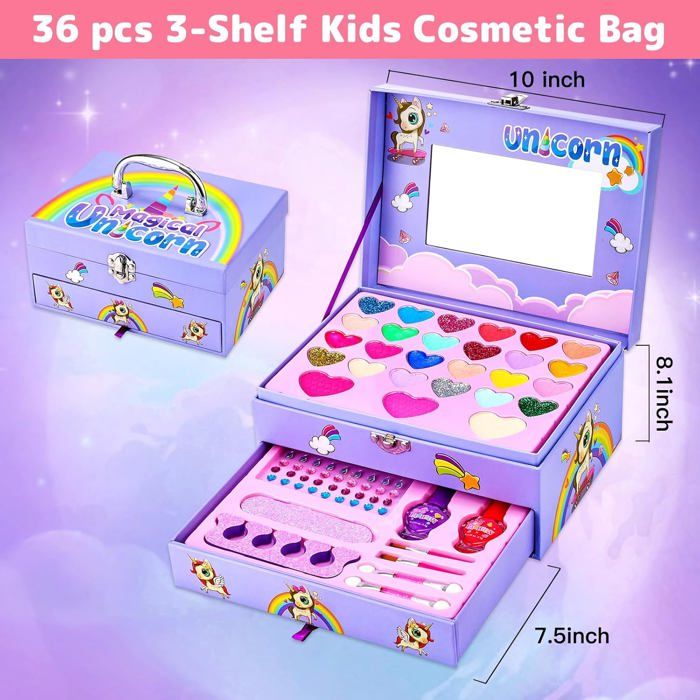 Jouet Hape - Coffret de Beauté pour Petite Fille - Malette Maquillage, Ongles et Accessoires Cheveux Fille en Bois - 11 Jouets pour Enfants à Partir de 3 ans : Vernis, Parfum