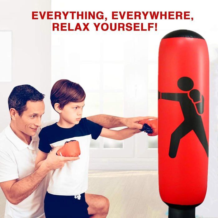Sac De Boxe Gonflable JanTeelGO 160 Cm, Autoportant, Avec Base D'eau Ou Sable, Pour Enfants Et Adultes, Pour Entraînement MMA