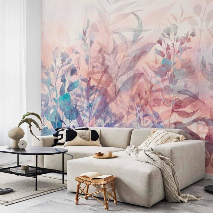 Papier Peint Panoramique Feuilles paysage plantes nature 350x256 cm ...