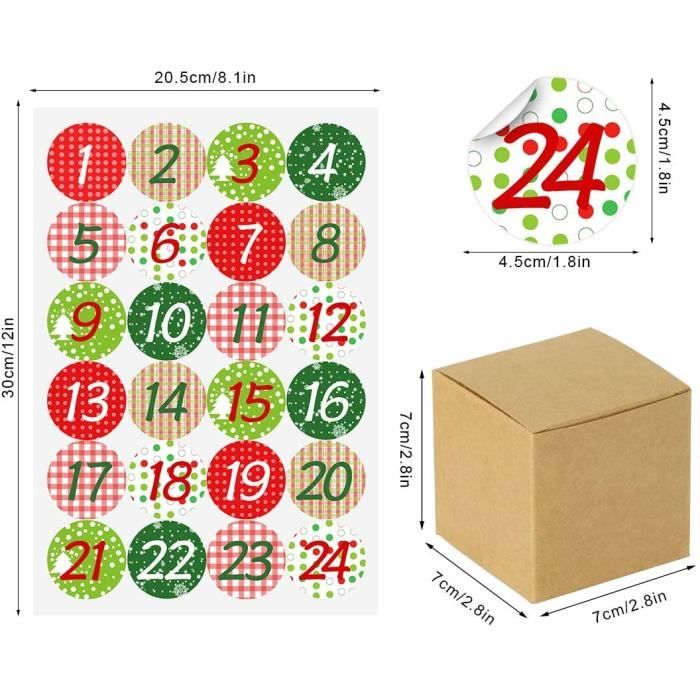 24 pcs Calendrier de l'Avent Vide, calendriers de l'avent à remplir Noël,  Papier Kraft Set de Boîtes Calendrier, Avec 1-24 autocolla - Cdiscount  Maison