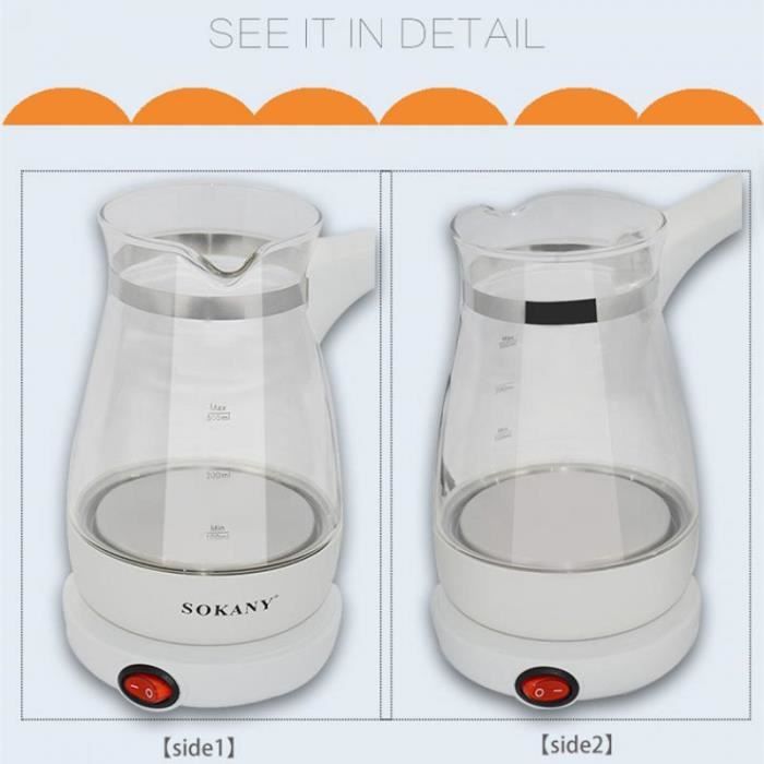 SOKANY – Mini bouilloire électrique en acier inoxydable, 600W, 0