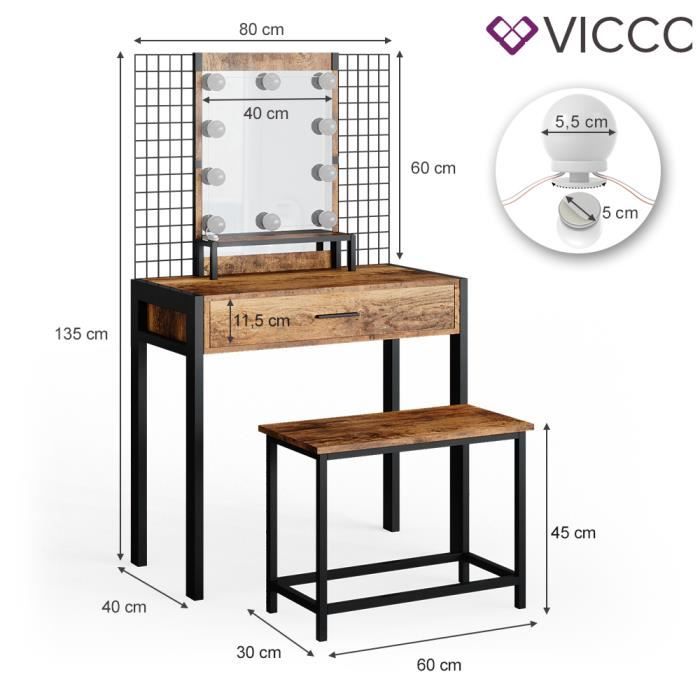 Coiffeuse Vicco Ruben blanche, miroir, table de maquillage, avec tiroirs 4251421948426