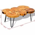 Table Basse 35 Cm 6 Troncs Bois Massif De Sesham 90 X 60 X 35 Cm