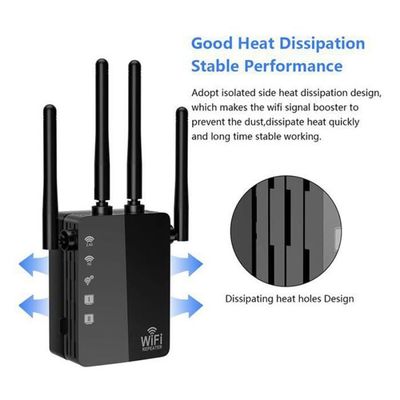 Répéteur WiFi Puissant – 6 Antennes, 2 Ports LAN – Couvre Jusqu’à 3000 Pi² – Modes Répéteur, Routeur, AP – Installation Facile Plug & Play