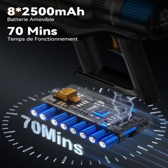 Aspirateur Sans Fil Vozascly F10 Flex - 400W, 38 KPa, Autonomie 60 Min - Tuyau Pliable, 5 Niveaux, Léger - Pour Sols, Meubles, Voiture