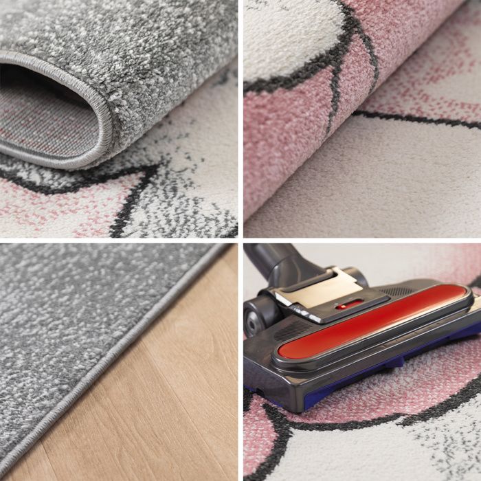 Tapis Enfant Rond 160 Cm - Motifs Nuages, étoiles, Ours Polaire - Poils Doux 8 Mm - Polyester - Certifié OEKO-TEX