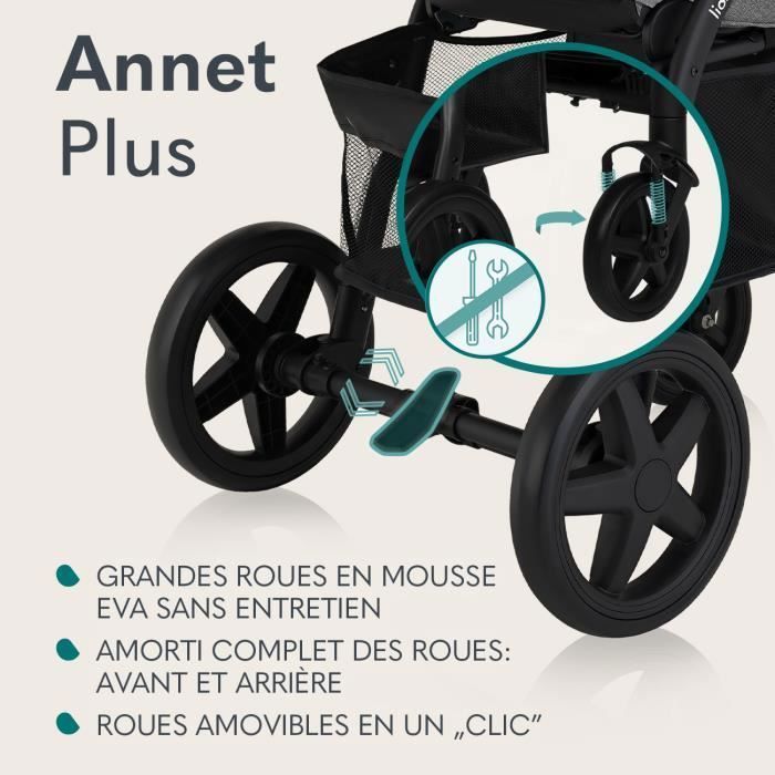LIONELO Annet Plus - Poussette bébé canne universelle - Jusqu'à 22 kg -  Sécurité 5 points d'attache - Gris foncé gris - Lionelo