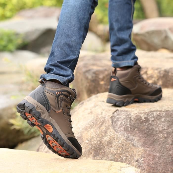 Chaussures Homme Randonn e Hautes Chaud Outdoor Marche Marron