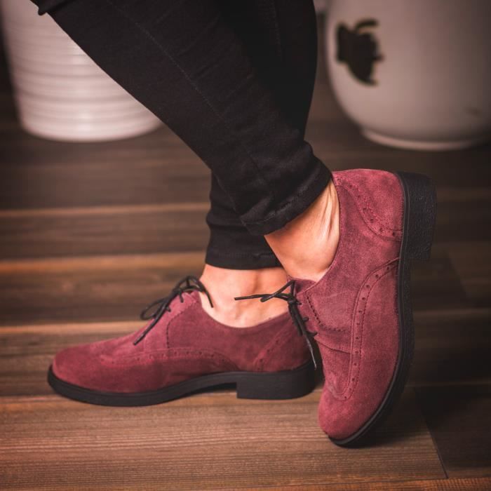 Derby en cuir bordeaux pour femme Marque Mod le Hauteur de