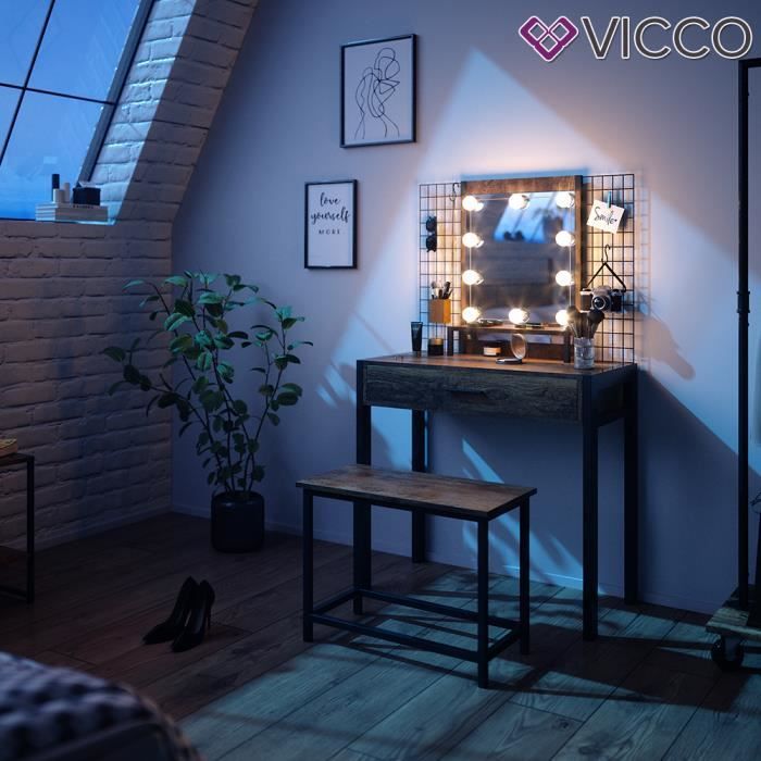 VICCO TABLE DE maquillage Emma commode de coiffeuse miroir blanc sonoma + banc EUR 240,90 - FR