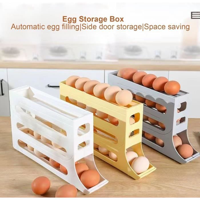 Distributeur d'œufs pour réfrigérateur, Rangement Oeufs Frigo, Rouler Automatiquement La Boîte à Œufs à 4 Niveaux, organisateur d'œufs, distributeur automatique d'œufs, Peut Contenir 30 œufs