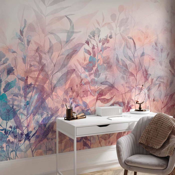 Papier Peint Panoramique Feuilles paysage plantes nature 350x256 cm ...