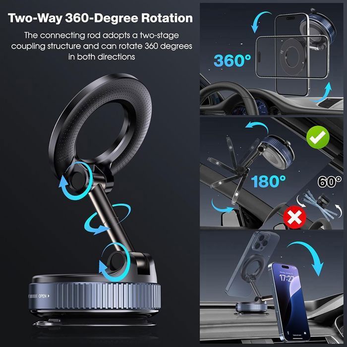 Support téléphone magnétique 360 voiture en métal - Aimant puissant