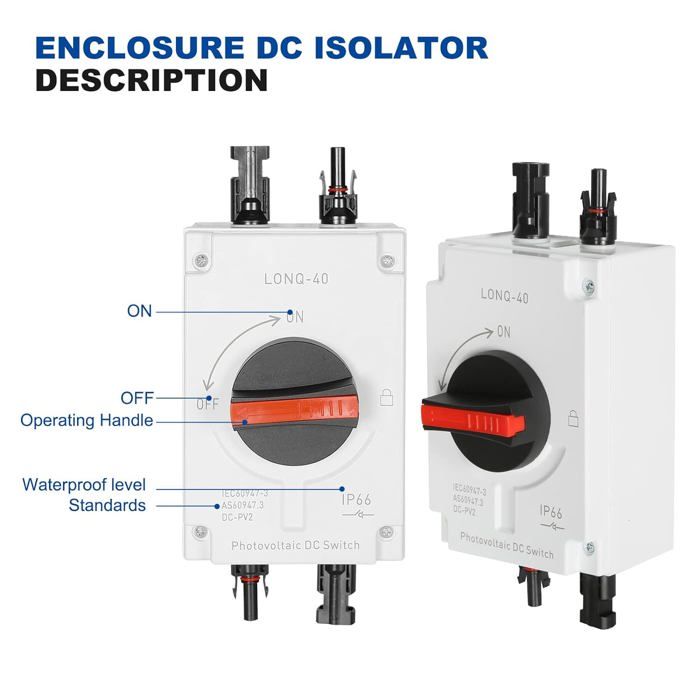 Disjoncteur miniature DC, 25A 2P DC 1000V MCB Interrupteur de protection à montage sur rail DIN Capacité de coupure 6000A pour système de grille de panneaux solaires Montage sur rail DIN Disjoncteur miniature DC, 25A 2P DC 1000V MCB Interrupteur de protection à montage sur rail DIN Capacité de coupure 6000A pour système de grille de panneaux solaires Montage sur rail DIN